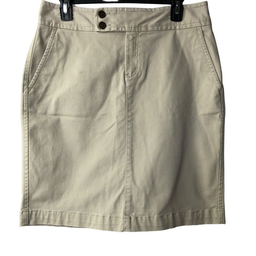 TOMMY HILFIGER KHAKI BIEGE CHINO PENCIL‎ SKIRT SIZE 6